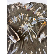 Load image into Gallery viewer, Green & Blue Spiral Reverse Dyed Carhartt T-Shirt Long Sleeve Size Large