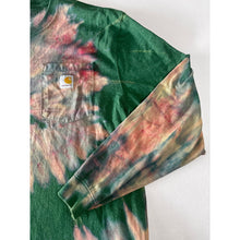 Load image into Gallery viewer, Green & Pink Spiral Reverse Dyed Carhartt T-Shirt Long Sleeve Size Large