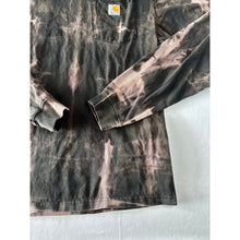 Load image into Gallery viewer, Black & Pink Shibori Bleach Dyed Carhartt T-Shirt Long Sleeve Size Large