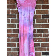 Load image into Gallery viewer, Antique Hand Dyed Slip Dress Pink & Purple Ice Dye Rayon Lace Trim