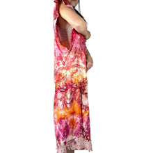 Load image into Gallery viewer, Vintage 1980s Hand Ice Dyed Magenta Orange Lace Duster