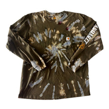 Load image into Gallery viewer, Green & Blue Spiral Reverse Dyed Carhartt T-Shirt Long Sleeve Size Large