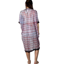Load image into Gallery viewer, Vintage 80s Hand Ice Dyed Blue Purple Cocoon Duster Mara