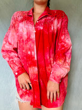 Load image into Gallery viewer, Ice Dye Bright Pink Cotton Button Up Blouse