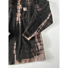 Load image into Gallery viewer, Black & Gray Shibori Bleach Dyed Carhartt T-Shirt Long Sleeve Size Large