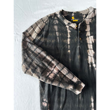 Load image into Gallery viewer, Black & Gray Shibori Bleach Dyed Carhartt T-Shirt Long Sleeve Size Large