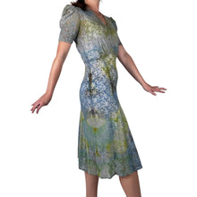 Load image into Gallery viewer, Antique 1930s 1940s Hand Dyed Blue Green Lace Dress