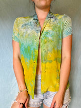 Load image into Gallery viewer, Vintage Short Sleeve Embroidered Silk Blouse