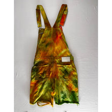 Load image into Gallery viewer, Ice Dyed Vintage Overall Shorts Green and Yellow