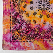 Load image into Gallery viewer, Vintage Hand Dyed Cotton Bandana Pink Orange Upcycled 26 Inch Square Neckerchief