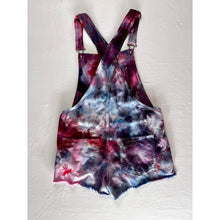 Load image into Gallery viewer, Ice Dyed Vintage Overall Shorts Pink Blue Purple
