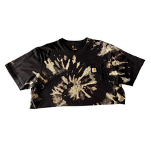 Load image into Gallery viewer, Black & Pale Green Spiral Reverse Dyed Carhartt T-Shirt Short Sleeve Cropped Size 2XL