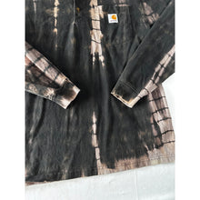 Load image into Gallery viewer, Black & Gray Shibori Bleach Dyed Carhartt T-Shirt Long Sleeve Size Large