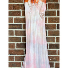 Load image into Gallery viewer, Antique Hand Dyed Rayon Slip Dress Pastel Pink Purple Lace Trim