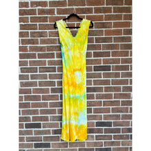 Load image into Gallery viewer, Antique Hand Dyed Slip Dress Butter Yellow Lime Green Nightgown Lingerie