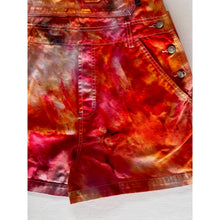 Load image into Gallery viewer, Ice Dyed Vintage Overall Shorts Pink and Orange