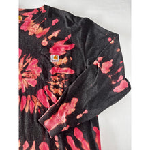 Load image into Gallery viewer, Black & Pink Spiral Reverse Dyed Carhartt T-Shirt Long Sleeve Size Large