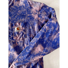 Load image into Gallery viewer, Blue & Purple Bleach Dyed Carhartt T-Shirt Long Sleeve