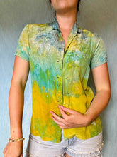 Load image into Gallery viewer, Vintage Short Sleeve Embroidered Silk Blouse