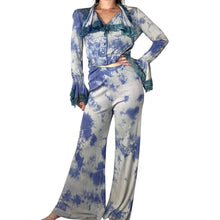Load image into Gallery viewer, Vintage 1970s Blue Tie Dye Flare Set