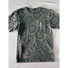 Load image into Gallery viewer, Blue Shibori Bleach Dyed Carhartt T-Shirt Short Sleeve Size Small
