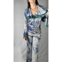 Load image into Gallery viewer, Vintage 1970s Blue Tie Dye Flare Set