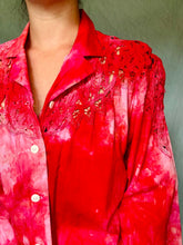 Load image into Gallery viewer, Ice Dye Bright Pink Cotton Button Up Blouse
