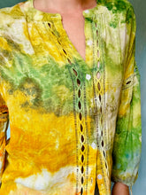 Load image into Gallery viewer, Green and Yellow Cotton Gauze Blouse