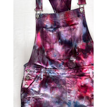 Load image into Gallery viewer, Ice Dyed Vintage Overall Shorts Pink Blue Purple