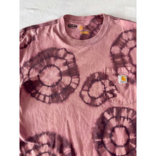 Load image into Gallery viewer, Maroon & Pink Shibori Bleach Dyed Carhartt T-Shirt Short Sleeve Size Large