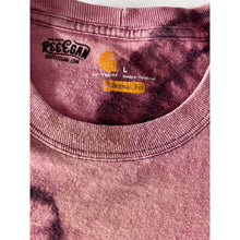 Load image into Gallery viewer, Maroon & Pink Shibori Bleach Dyed Carhartt T-Shirt Short Sleeve Size Large