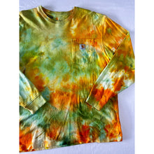 Load image into Gallery viewer, Lime Green Orange & Yellow Ice Dyed Carhartt T-Shirt Long Sleeve Size Large
