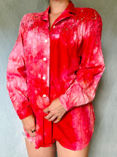Load image into Gallery viewer, Ice Dye Bright Pink Cotton Button Up Blouse