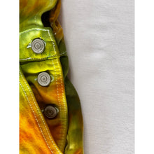 Load image into Gallery viewer, Ice Dyed Vintage Overall Shorts Green and Yellow