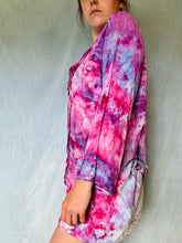 Load image into Gallery viewer, Ice Dyed Pink and Purple Vintage Blouse with Embroidery