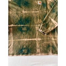 Load image into Gallery viewer, Green & Tan Shibori Bleach Dyed Carhartt T-Shirt Long Sleeve Size Large