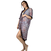 Load image into Gallery viewer, Vintage 80s Hand Ice Dyed Blue Purple Cocoon Duster Mara