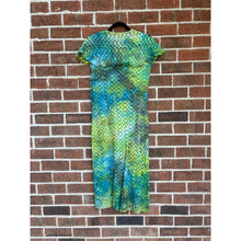 Load image into Gallery viewer, Antique 1940s Hand Dyed Cotton Eyelet Dress Green Blue
