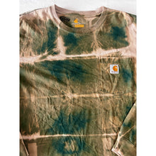 Load image into Gallery viewer, Green & Tan Shibori Bleach Dyed Carhartt T-Shirt Long Sleeve Size Large