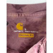 Load image into Gallery viewer, Maroon & Pink Bleach Dyed Carhartt T-Shirt Long Sleeve Cropped Size Large