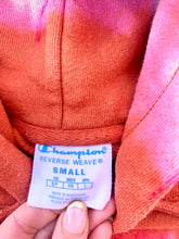 Load image into Gallery viewer, Reverse Tie Dyed Orange and Pink Hoodie Sweatshirt
