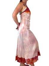 Load image into Gallery viewer, Side view of Hand dyed antique 1930s rayon slip dress.