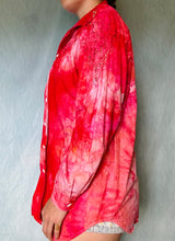 Load image into Gallery viewer, Ice Dye Bright Pink Cotton Button Up Blouse