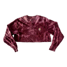 Load image into Gallery viewer, Maroon & Pink Bleach Dyed Carhartt T-Shirt Long Sleeve Cropped Size Large