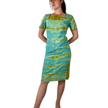 Load image into Gallery viewer, Hand Dyed Vintage 1960s Teal & Lime Dress