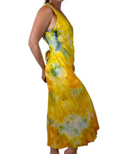 Load image into Gallery viewer, Antique Hand Dyed Slip Dress Butter Yellow Lime Green Nightgown Lingerie