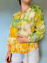 Load image into Gallery viewer, Green and Yellow Cotton Gauze Blouse