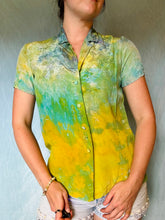 Load image into Gallery viewer, Vintage Short Sleeve Embroidered Silk Blouse