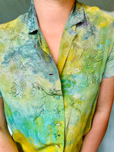 Load image into Gallery viewer, Vintage Short Sleeve Embroidered Silk Blouse