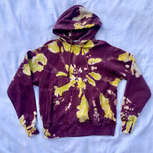 Load image into Gallery viewer, Reverse Dyed Maroon and Lime Green Hoodie Sweatshirt